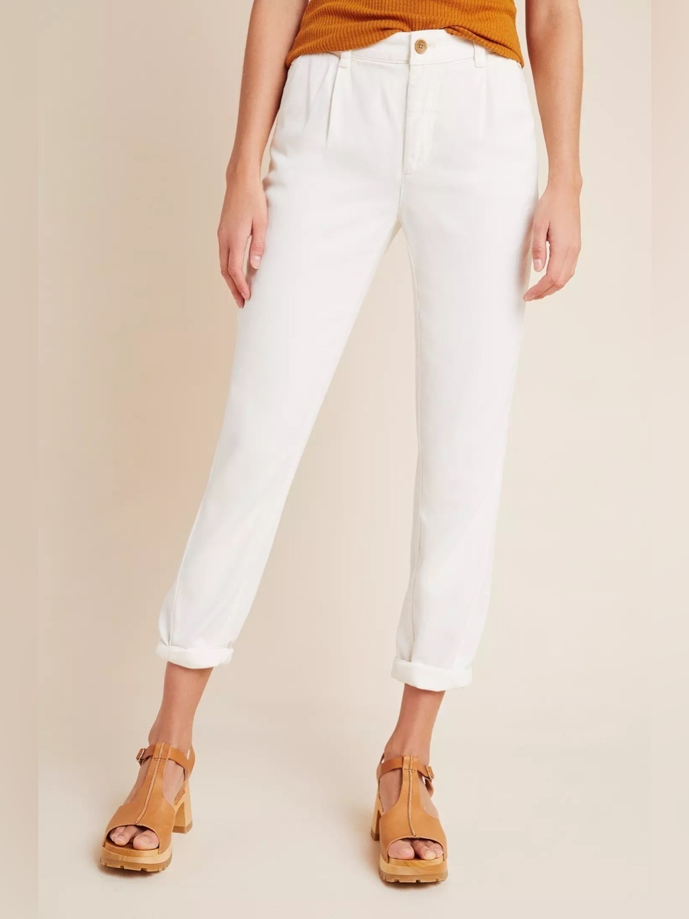 By Anthropologie Scout Tapered Slim Pants, Off White, Size 27